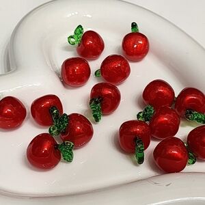 Apple Charms Acrylic‎ Jewelry Making 10 Pc Red Keychain Bag Clip